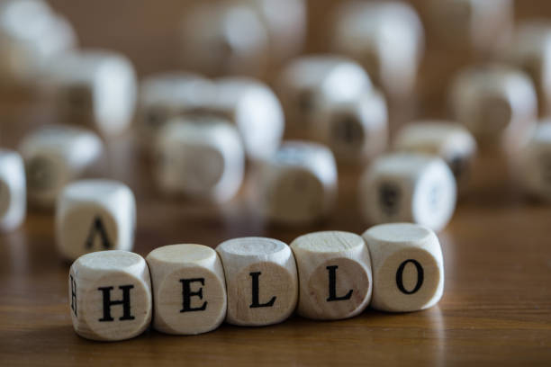 istock Hello written with wooden cubes 1254636644
