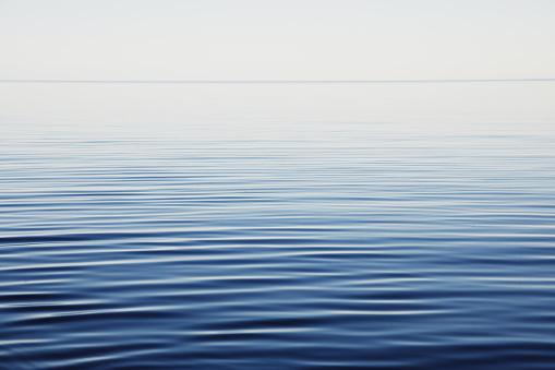 water and sky. lake with blue horizon