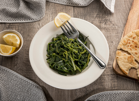 Blanched fresh greens with lemon - SALAD (Click for more)