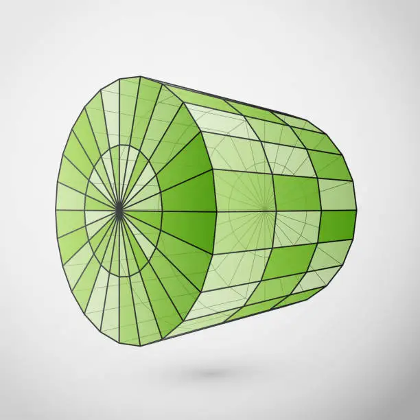 Vector illustration of Wireframe cylinder polygonal element