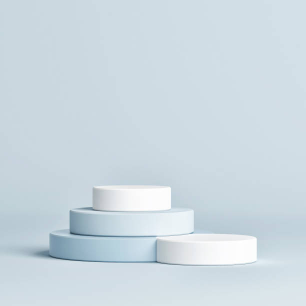 istock Mock up podium for product presentation, abstract scene blue background 1254651814