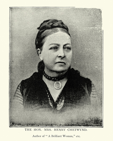 Vintage photograph of Mrs. Henry Chetwynd, Victorian female author, 19th Century