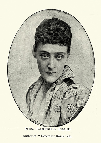 Vintage photograph of Rosa Campbell Praed, often credited as Mrs. Campbell Praed an Australian novelist in the 19th and early 20th centuries.