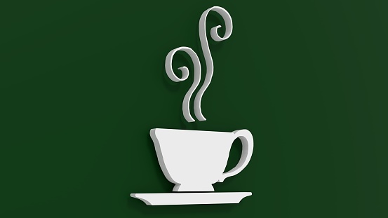 logo of espresso with steam and a green background
