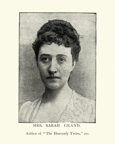 Vintage photograph of Sarah Grand an Irish feminist writer, 19th Century