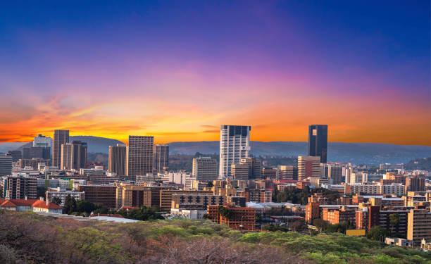 Pretoria city during sunset twilight in Gauteng South Africa Pretoria city during sunset twilight in Gauteng South Africa pretoria stock pictures, royalty-free photos & images