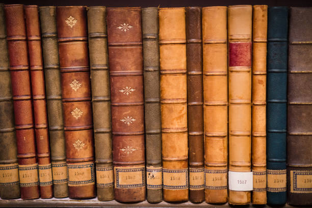 istock Antique books in a library shelf 1254661184
