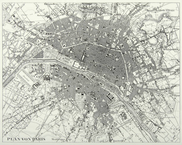 istock Vintage Engraved Antique, Paris and Environs Engraving Antique Illustration, Published 1851 1254661292