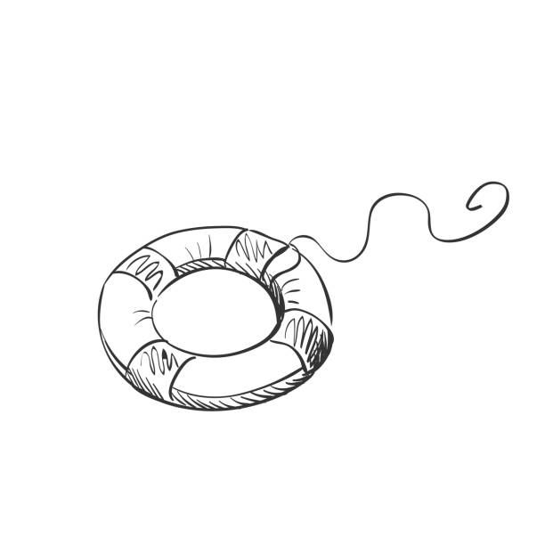 каракули lifebuoy - ring buoy stock illustrations