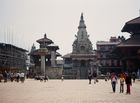 Kathmandu, Nepal - April 27, 2007: A daytime shot from the Nepalese lifestyle and temples in the streets of Kathmandu