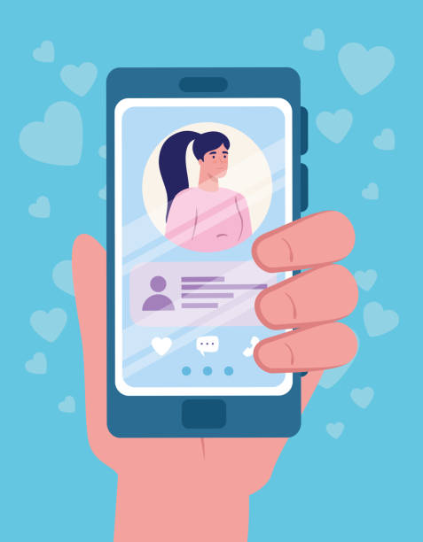 istock online dating service application, hand holding smartphone with woman profile, modern person looking for couple, social media, virtual relationship communication concept 1254675664