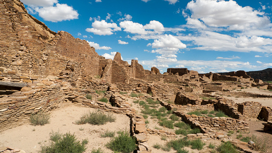 ruins of pueblo dwellings, built about 1000 years ago in Chaco Canyon New Mexico