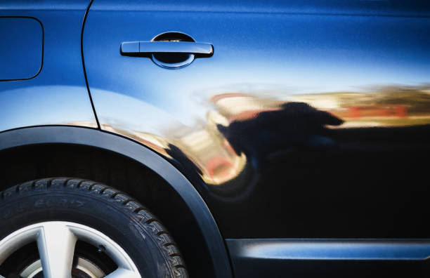Side view of car. Close-up of modern auto.