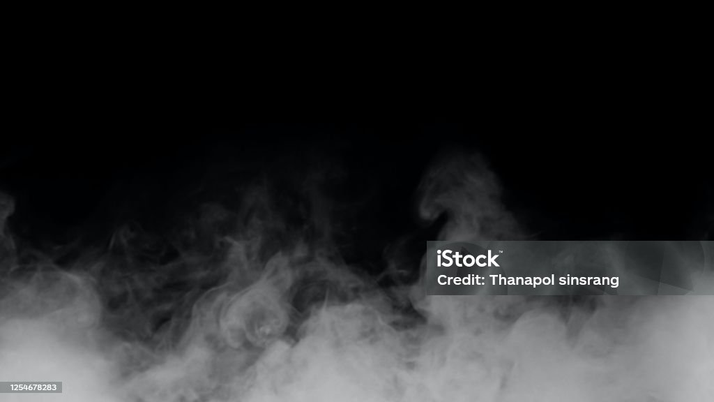 Fog or white smoke on a black background Fog or white smoke on a black background Can be combined with your work Smoke - Physical Structure Stock Photo