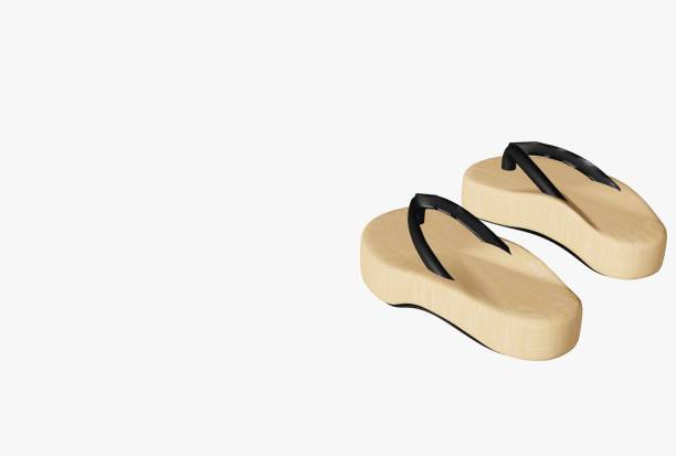 istock Japanese style sandals, 3D rendering 1254679181