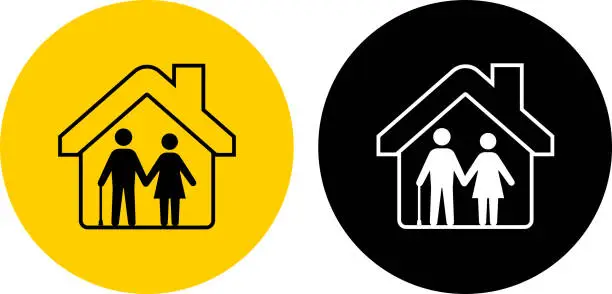 Vector illustration of Family Under a House Roof Icon