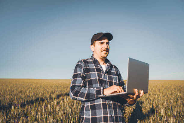 istock Young Modern Farmer Controlled Harvesting On His Agriculture Field 1254683980