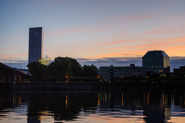 istock Portland Oregon downtown river dusk sunset 1254686095