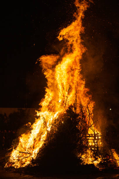istock Impressive bonfire burning in the middle of a square 1254688349