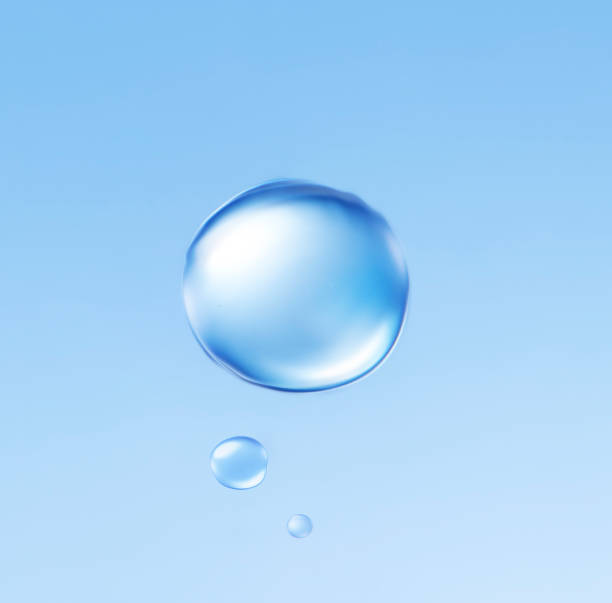 Big drop of water is trembling. drop of water on a blue background dew photos stock pictures, royalty-free photos & images