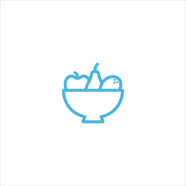fruit in bowl icon flat vector symbol design trendy fruit in bowl icon flat vector symbol design trendy illustration signage symbol graphic simple rice bowl restaurant stock illustrations