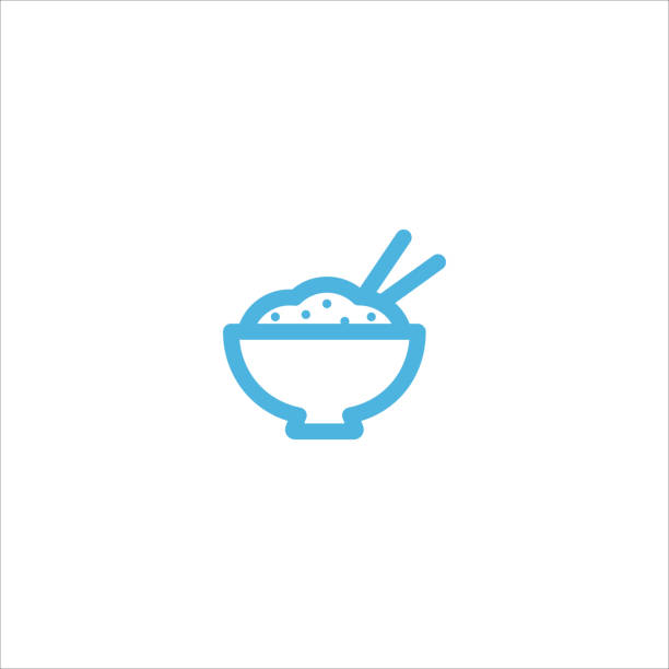 ilustrações de stock, clip art, desenhos animados e ícones de rice bowl icon flat vector symbol design trendy - asia cooked food gourmet