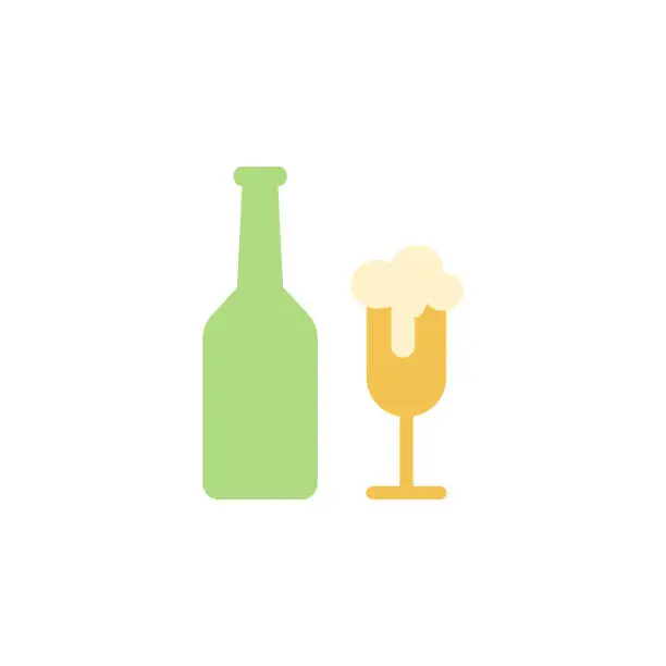 Vector illustration of Beer bottle, goblet icon. Simple color vector elements of international beer day icons for ui and ux, website or mobile application