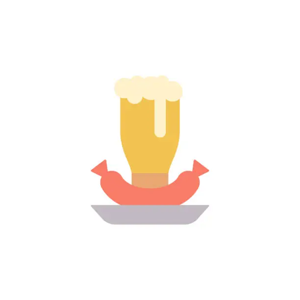 Vector illustration of Sausage, beer stein icon. Simple color vector elements of international beer day icons for ui and ux, website or mobile application