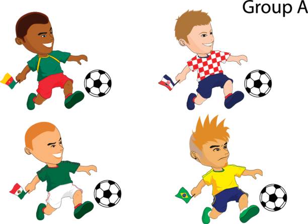  Ilustración de Equipo De Fútbol De Dibujos Animados y más Vectores Libres de Derechos de Atleta
