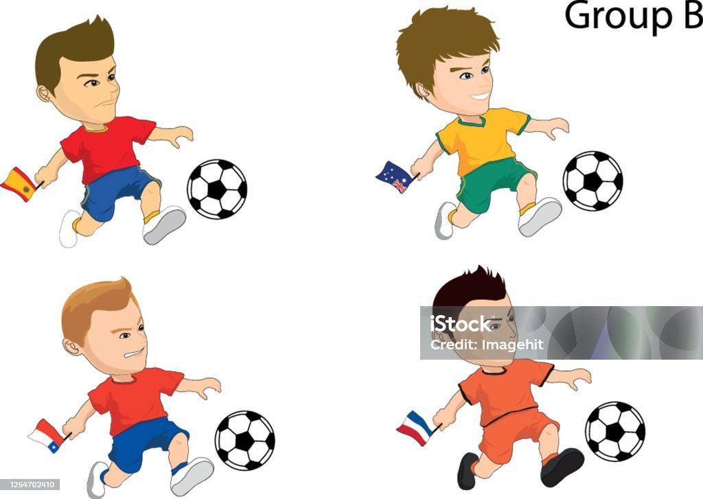 Ilustración de Equipo De Fútbol De Dibujos Animados y más Vectores Libres  de Derechos de Fútbol - Fútbol, Garabato, Pelota de fútbol - iStock