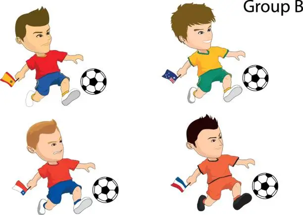 Vector illustration of Cartoon soccer team