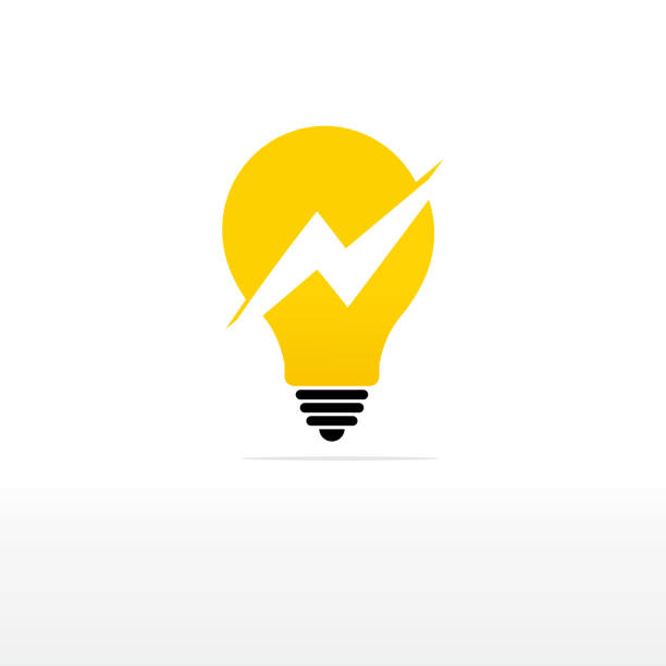 ilustraciones, imágenes clip art, dibujos animados e iconos de stock de plantilla de logotipo de trueno perno de bombilla - vector. - light bulb flash