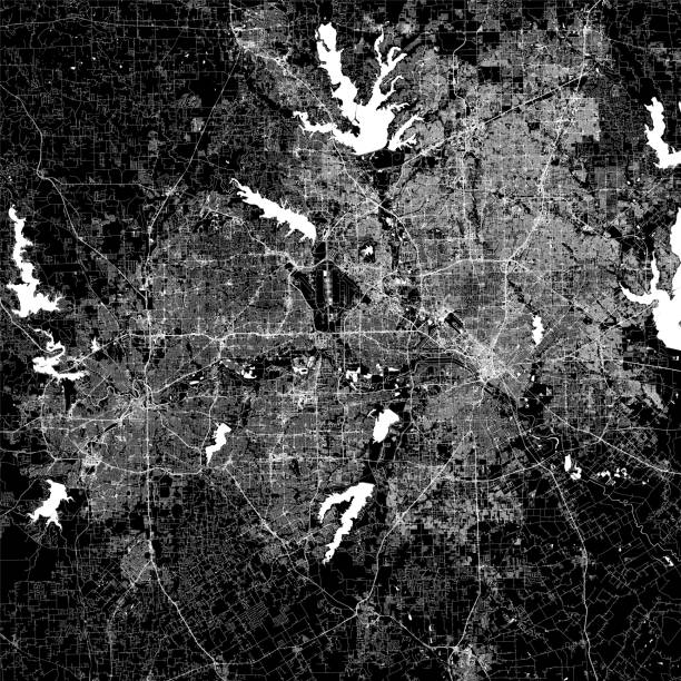 Dallas-Fort Worth Metroplex, Texas Vector Map Topographic / Road map of the Dallas - Fort Worth Metropolitan Area, TX, USA. Original map data is open data via © OpenStreetMap contributors airport designs stock illustrations