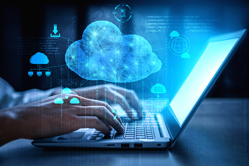 Tecnología de computación en la nube y almacenamiento de datos en línea para el concepto de red empresarial. photo