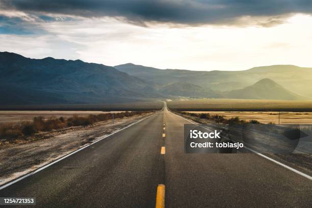 Desert Highway Death Valley Stock Photo - Download Image Now - Road, Road Trip, Highway
