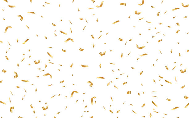 многие па дающие золотые конфетти - confetti stock illustrations