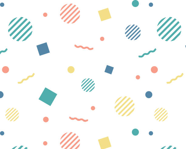 pop가 있는 귀여운 컬러풀한 패턴 - 물방울무늬 일러스트 stock illustrations