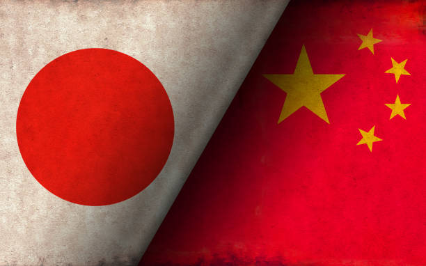 istock Grunge country flag illustration / Japan vs China (Political or economic conflict, Rival ) 1254731850