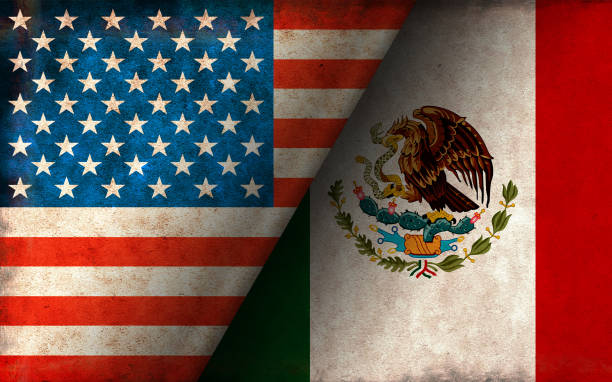 istock Grunge country flag illustration / USA vs Mexico (Political or economic conflict, Rival ) 1254731885