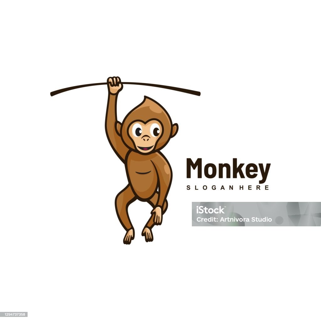 Vector Illustration Monkey Simple Mascot Style Stock Illustration -  Download Image Now - Ape, Monkey, Cute - iStock