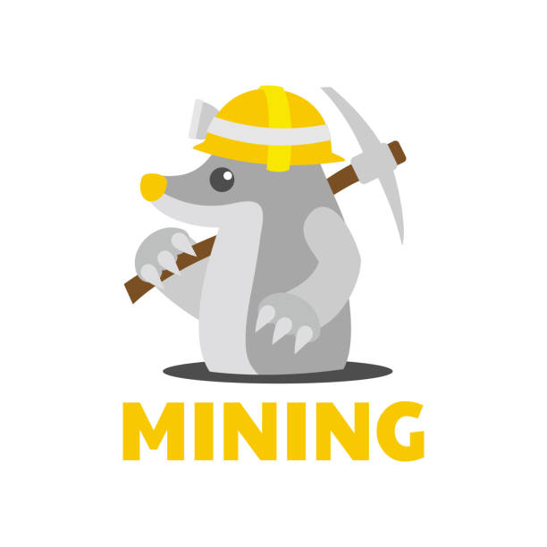 illustrations, cliparts, dessins animés et icônes de travailleur mole mining porter des casques design - taupe