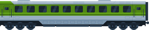 istock Green Train Passenger Wagon, Railroad Transportation Vehicle Flat Vector Illustration on White Background 1254742674