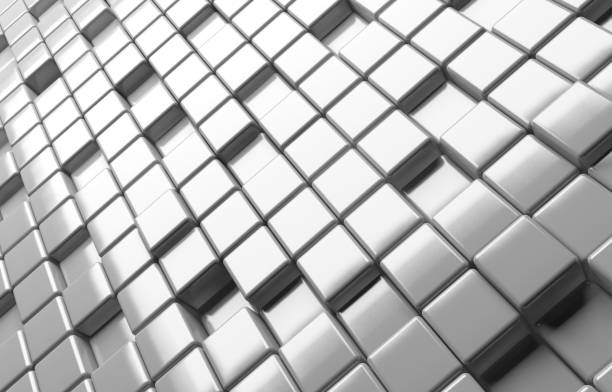 istock Abstract geometric shape of white cubes 3d render background 1254746487