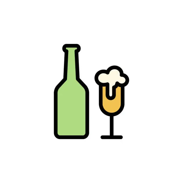 Vector illustration of Beer bottle, goblet icon. Simple color with outline vector elements of international beer day icons for ui and ux, website or mobile application