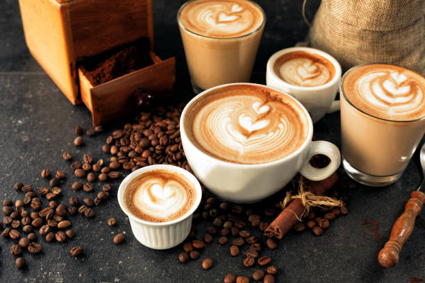 istock Bunch of espressos on dark background 1254748799