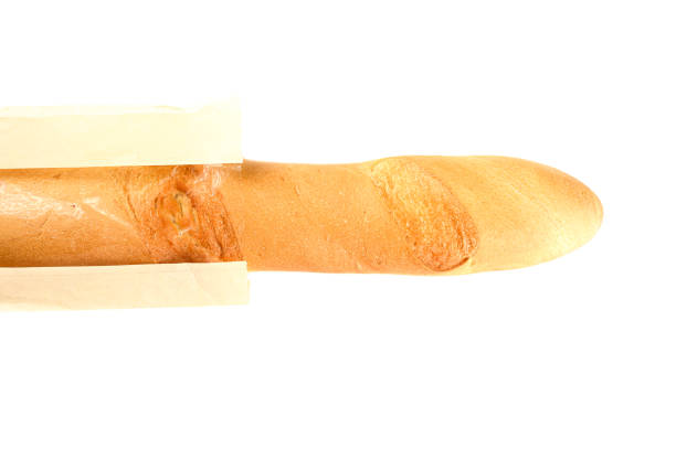 baguette in craft package on an isolated background