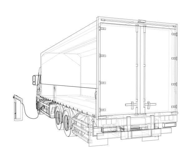 istock Electric Truck Charging Station Sketch. Vector 1254753278