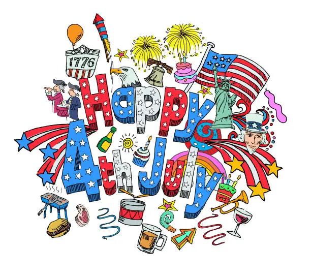 Vector illustration of Fourth of July Message