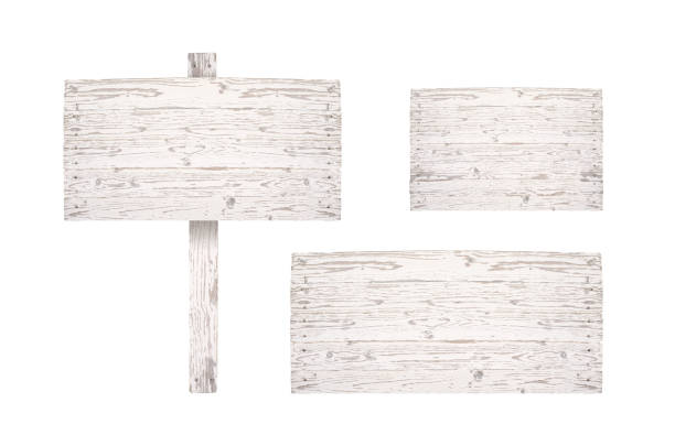 istock Set of white wood signboard isolated on white background. 1254756401