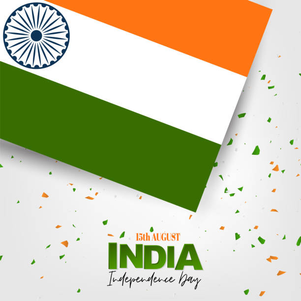 istock India Independence Day. Indian national August 15th holiday banner with orange, white, and green flag. Vector illustration. 1254756487